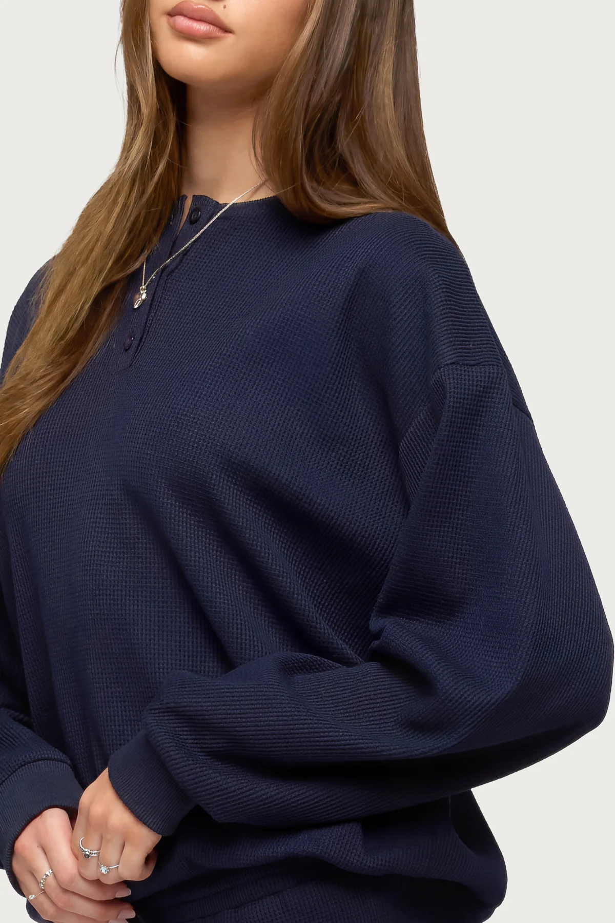 Baila Waffle Henley Top - Image 3