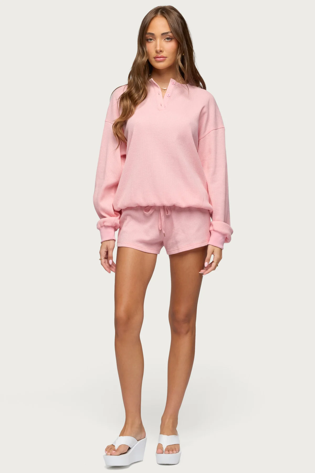 Baila Waffle Henley Top - Image 5