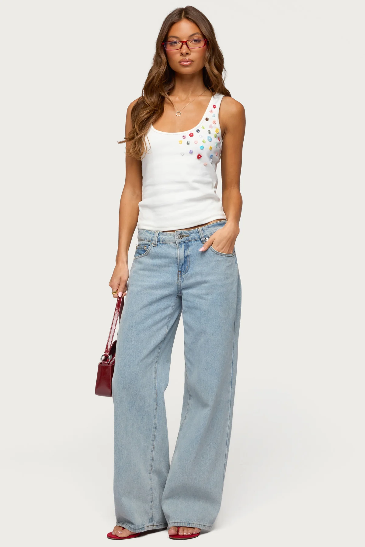 Natash Mixed Button Tank Top - Image 4