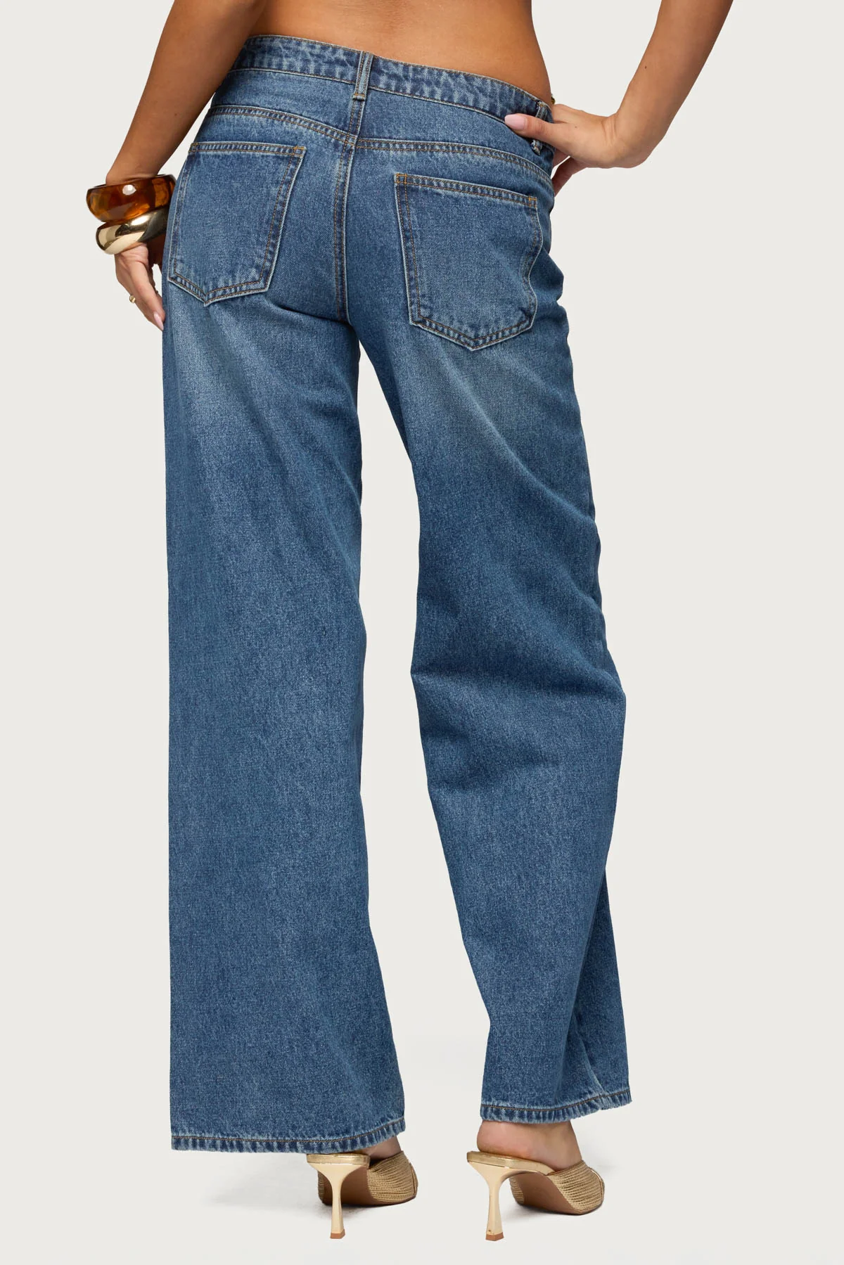Monika Stud & Grommet Low Rise Baggy Jeans - Image 4