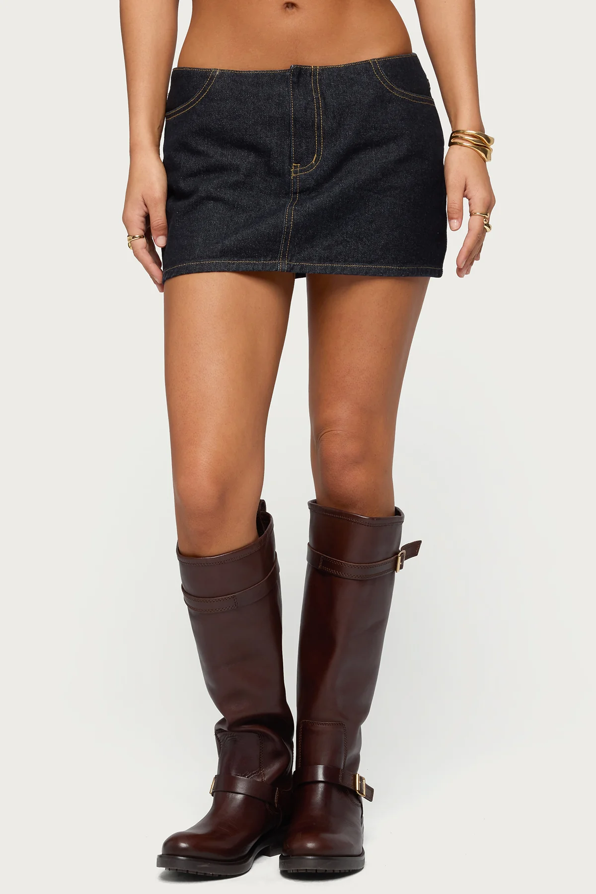 Leire No Waistband Denim Mini Skort - Image 2