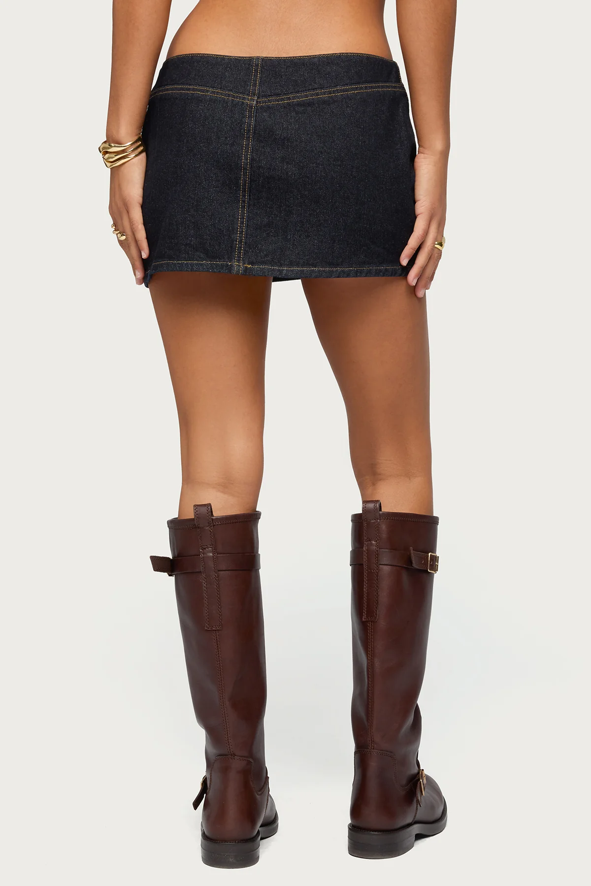 Leire No Waistband Denim Mini Skort - Image 5