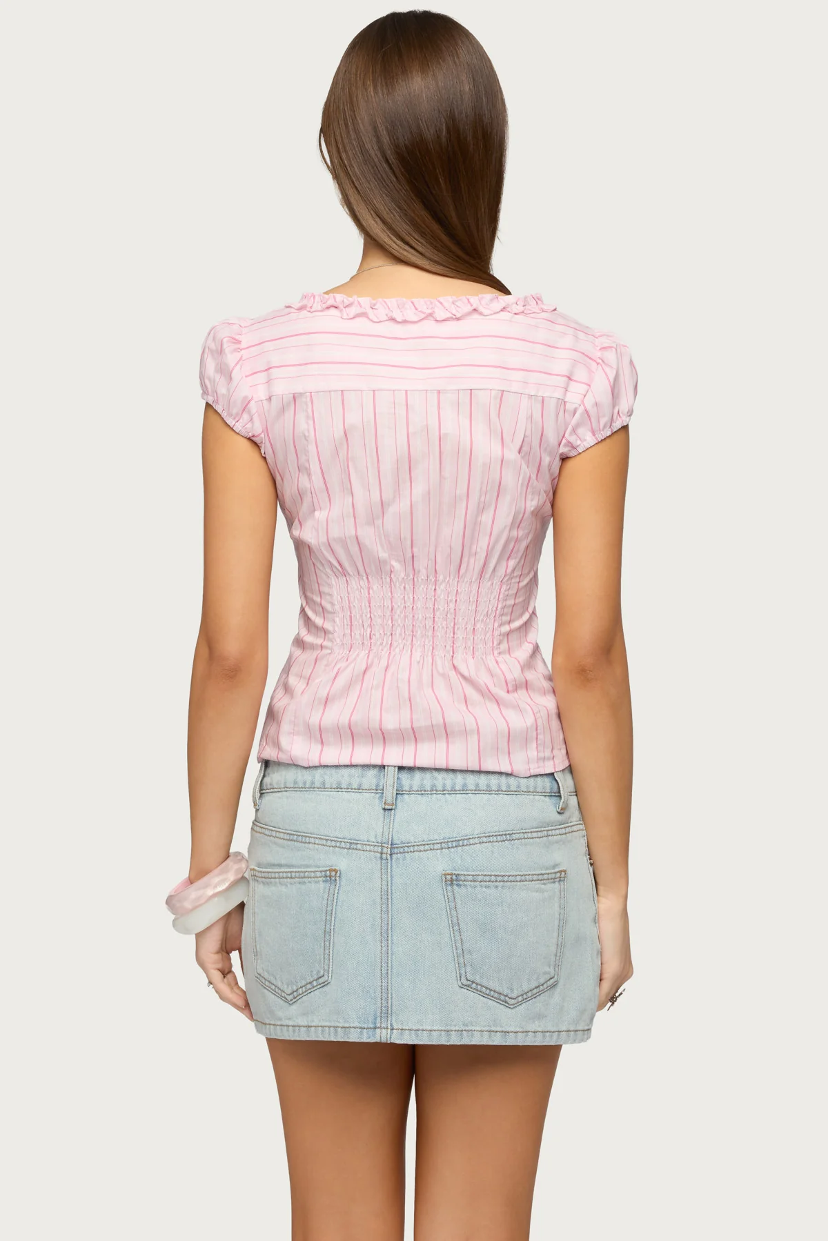 Georgia Ruffle Striped Button Up Top - Image 5