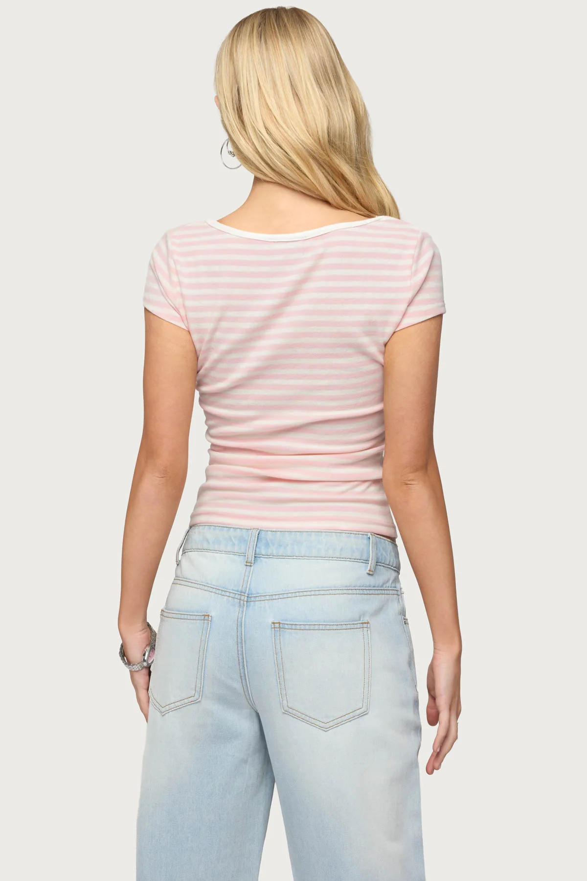 Layered Lacey Striped T Shirt - Image 5