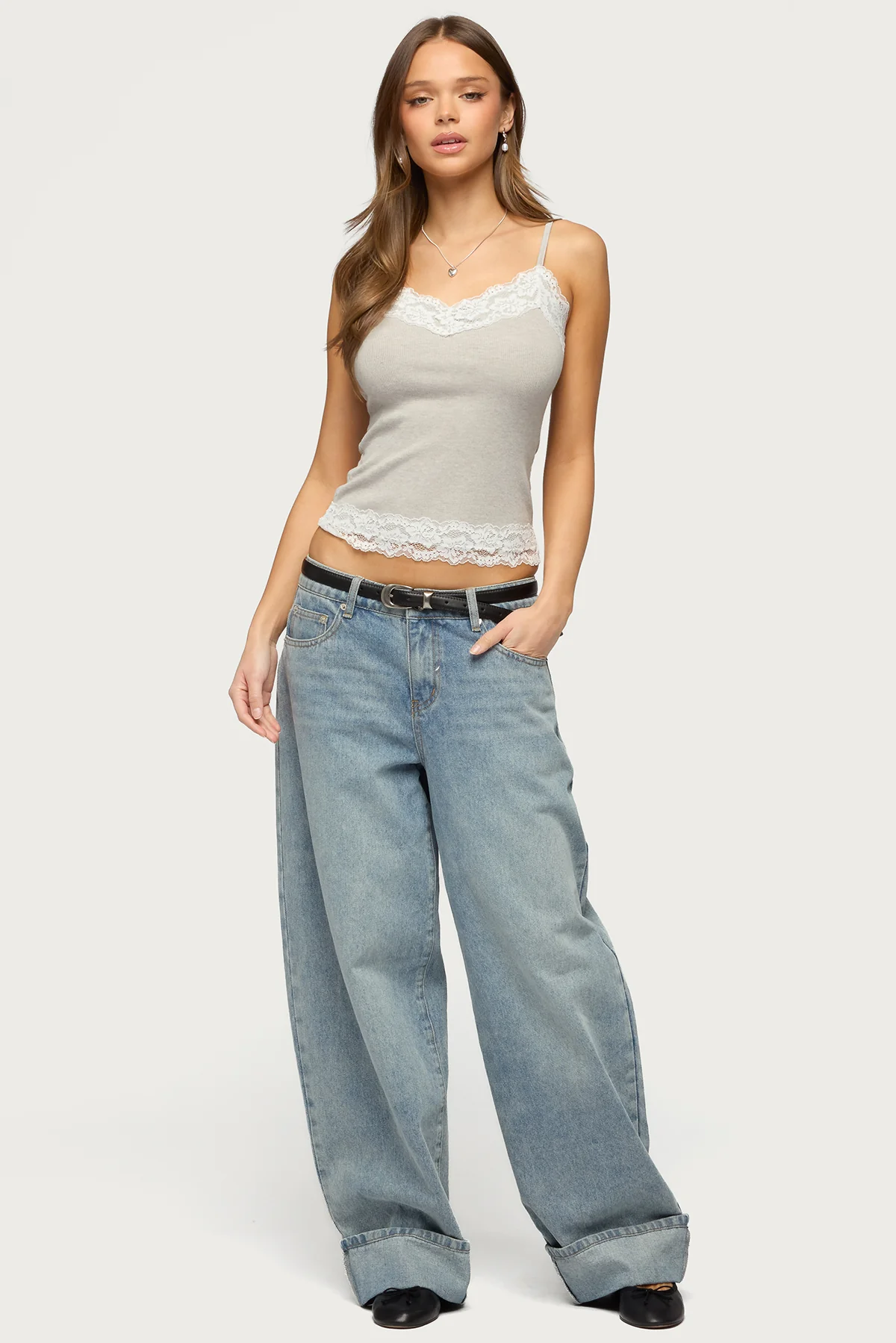 Vieve Contrast Lacey Tank Top - Image 5