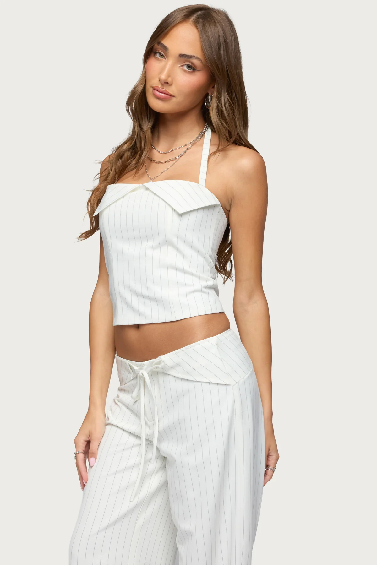 Parker Pinstripe Halter Top - Image 3