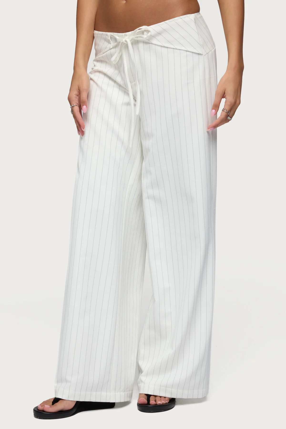 Parker Pinstripe Tie Belt Pants - Image 4