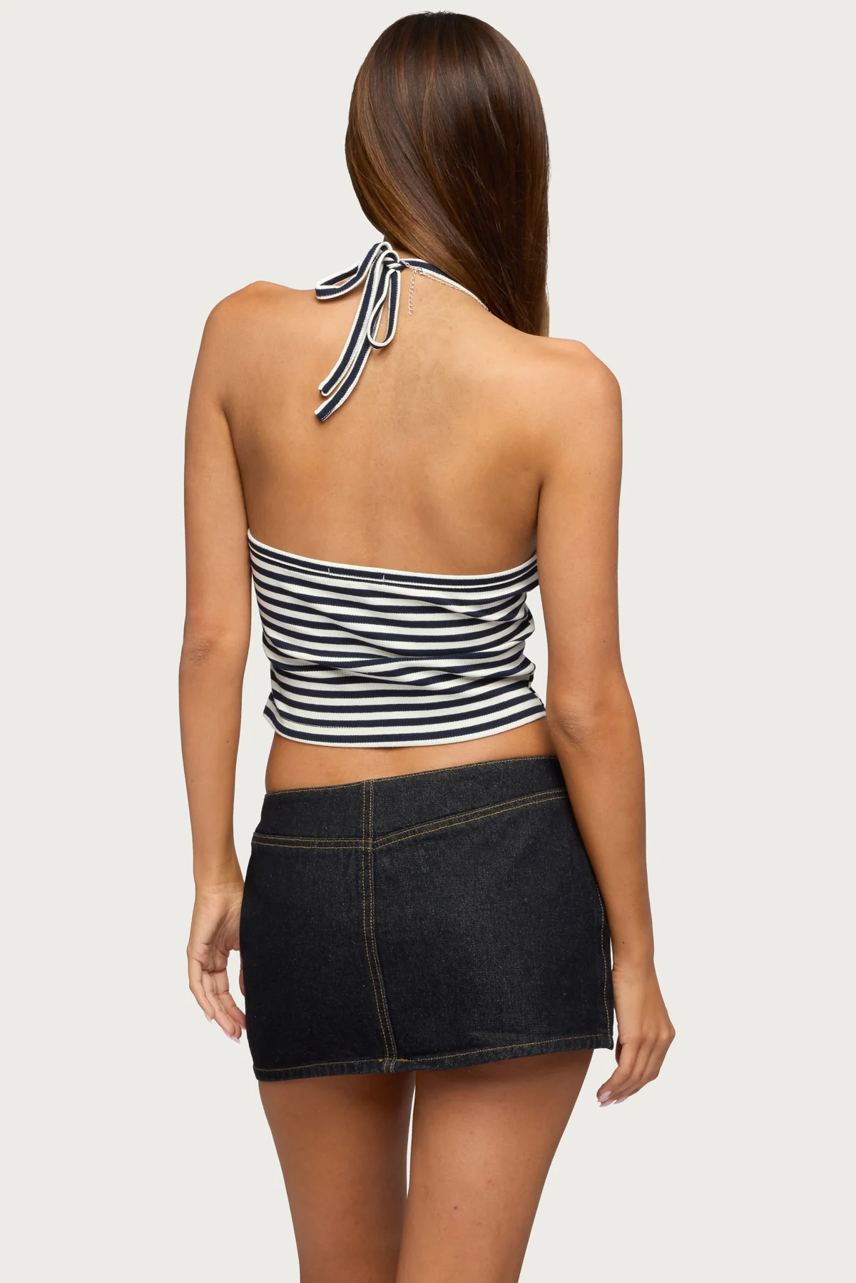 Velma Striped Ribbed Halter Top - Image 5