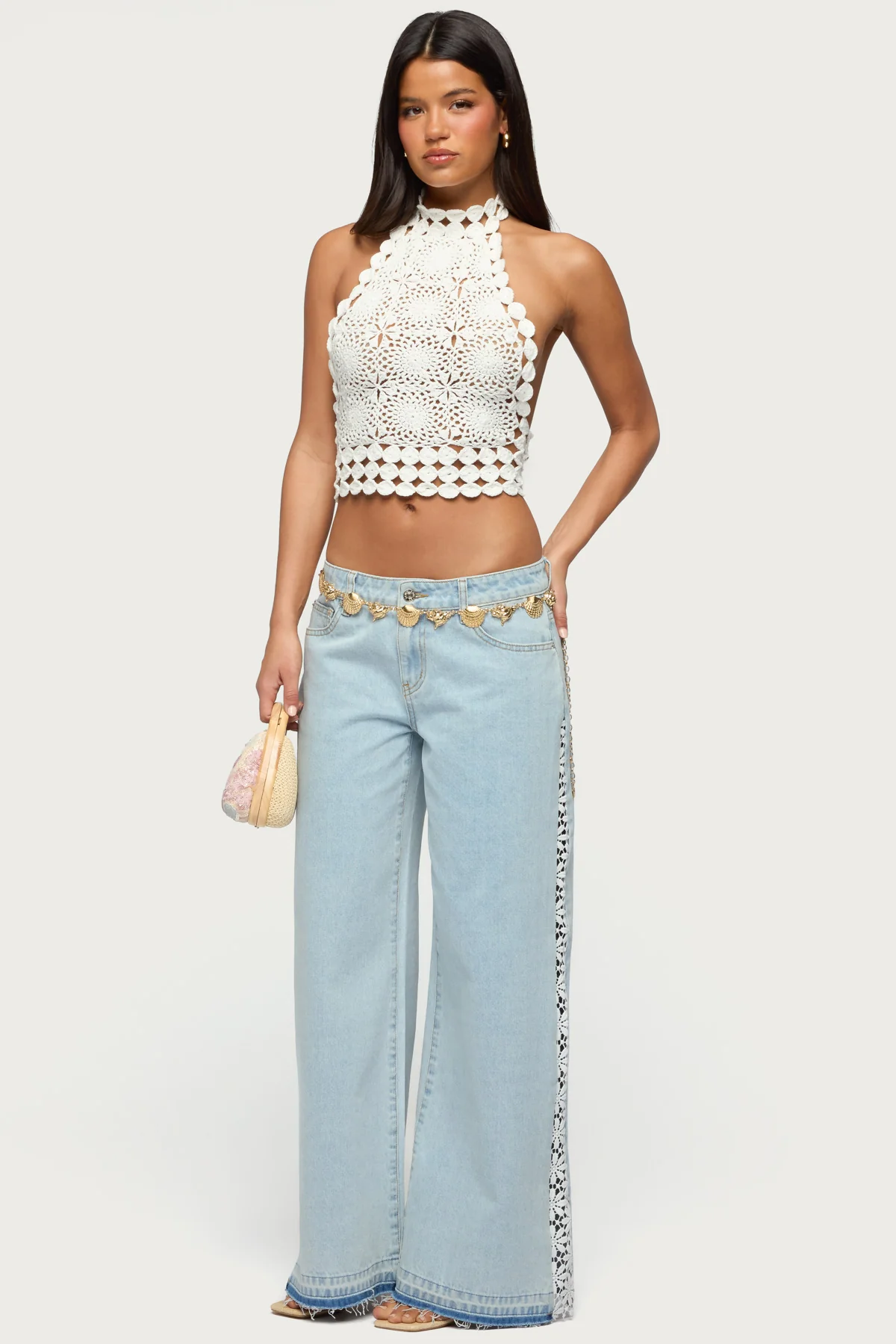 Backless Crochet High Neck Halter Top - Image 2