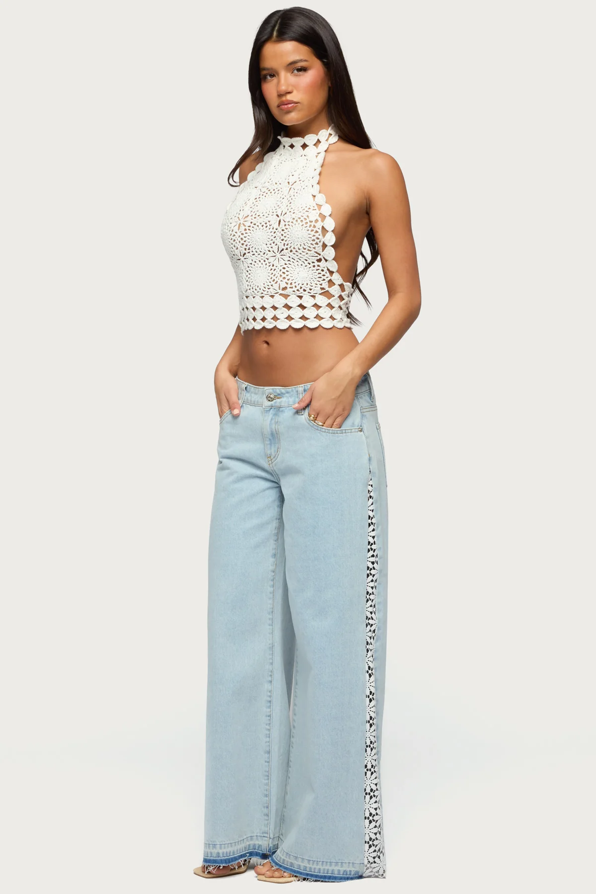 Backless Crochet High Neck Halter Top - Image 5