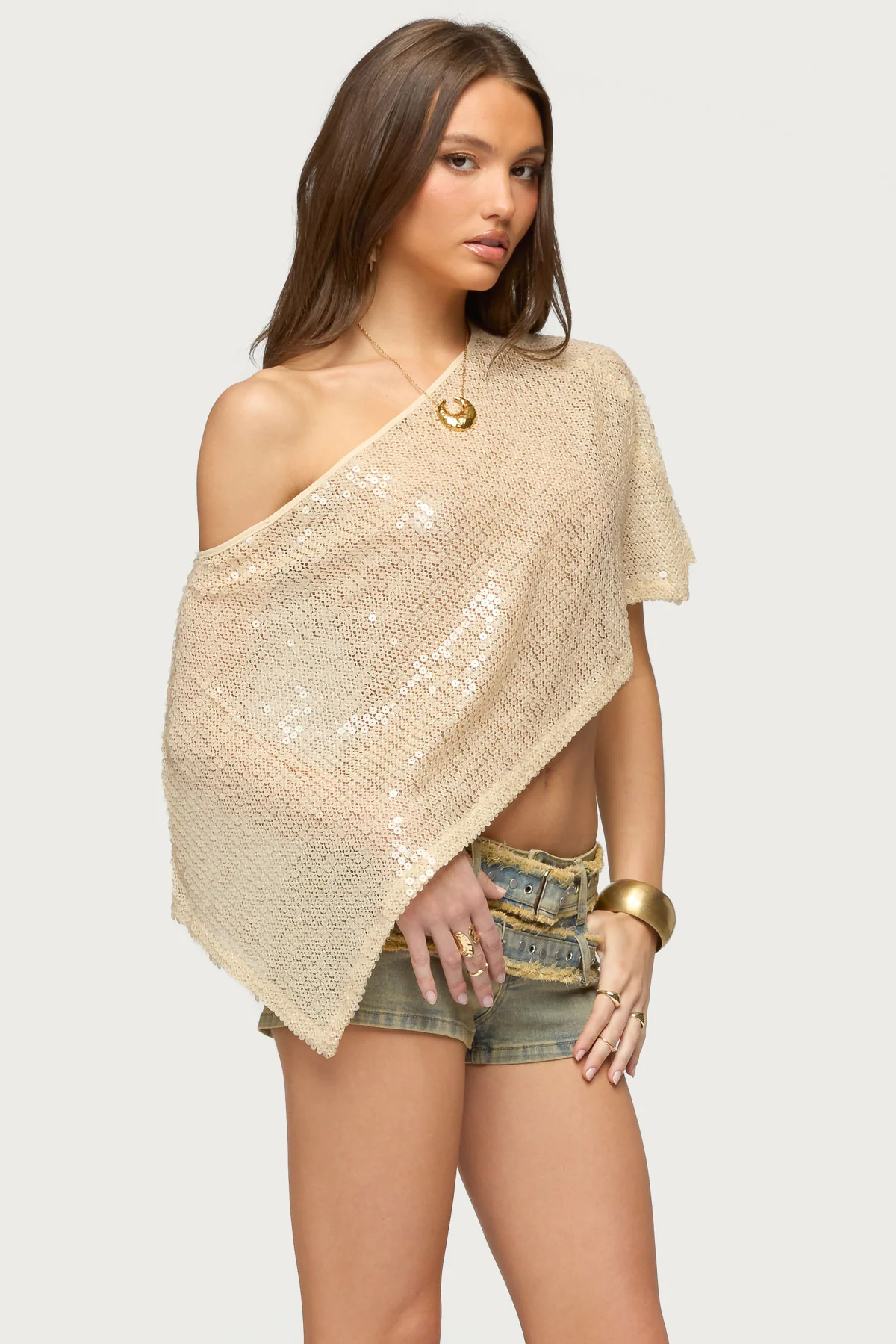 Alanna Sheer Sequin Poncho - Image 3