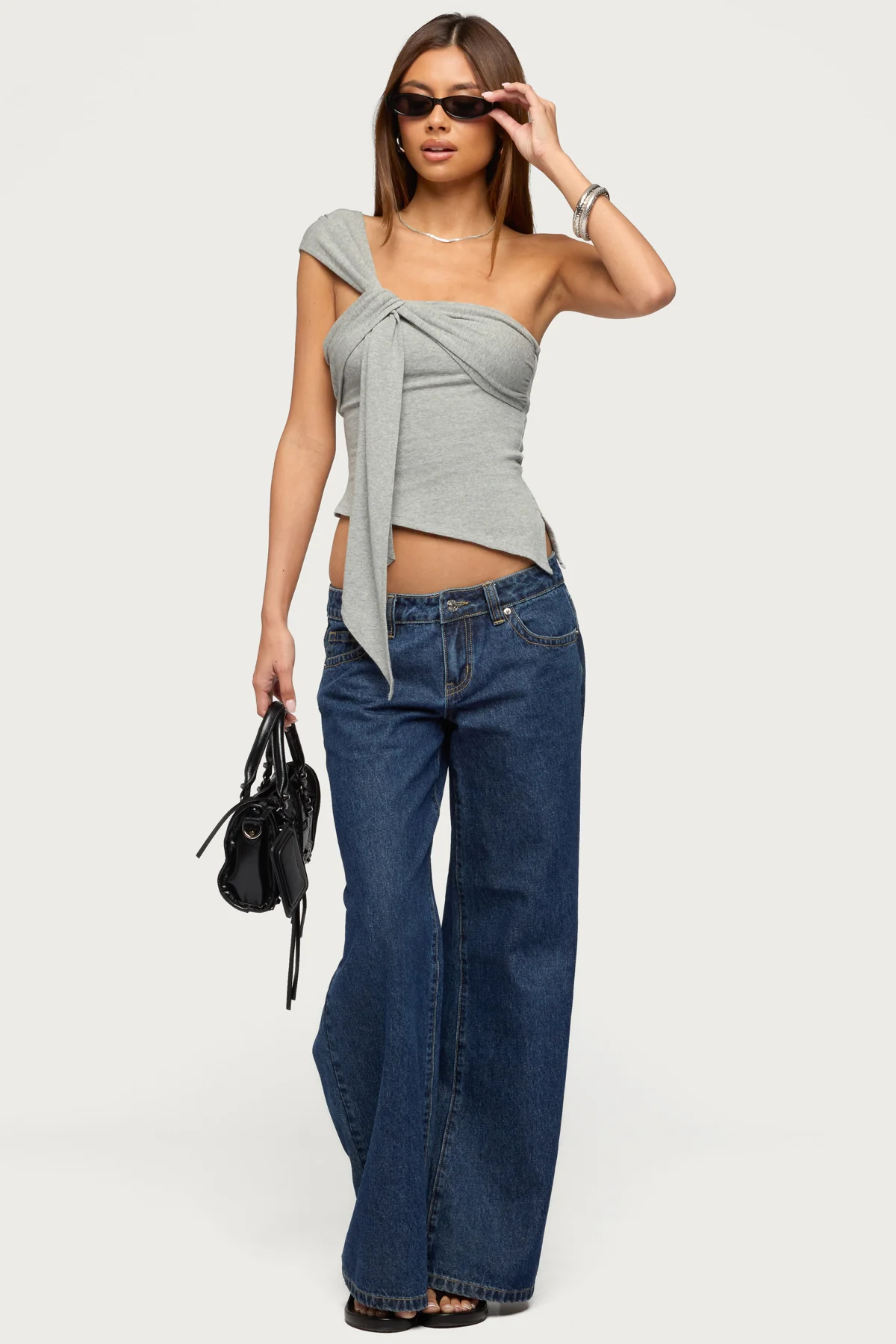 Zoie Draped Tie One Shoulder Top - Image 2