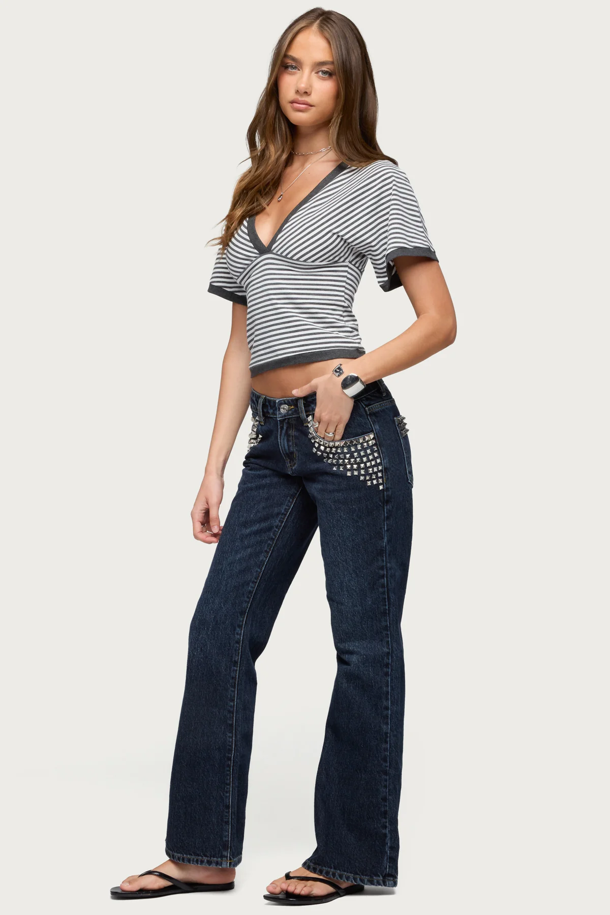 Primrose Striped V Neck Top - Image 4