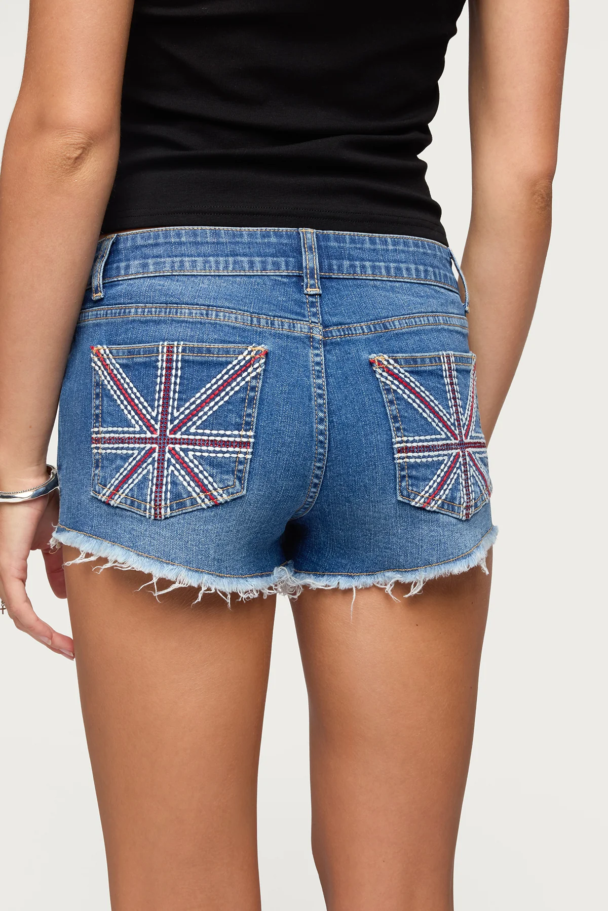Union Jack Low Rise Denim Shorts - Image 2
