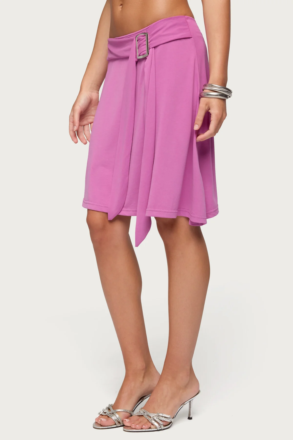 Fiori Buckle Asymmetric Midi Skirt - Image 4