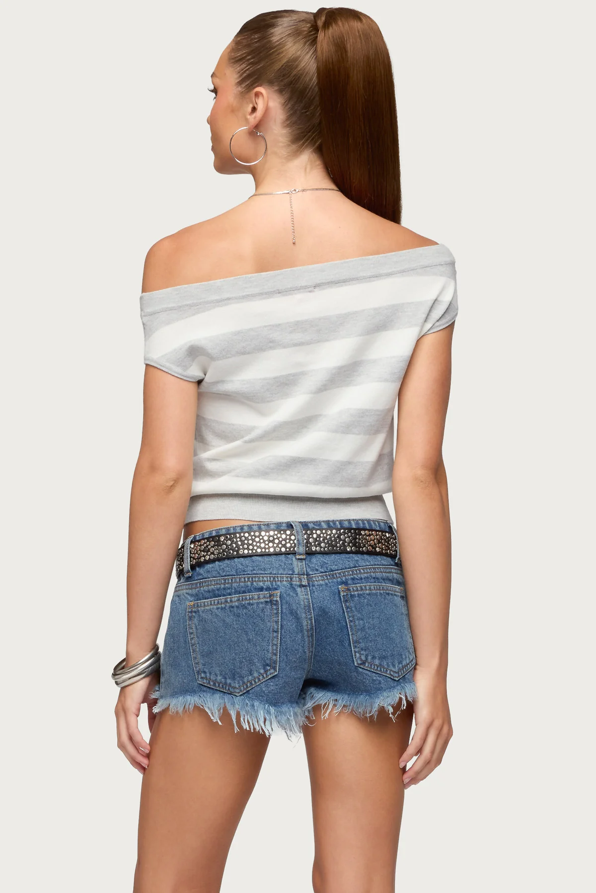 Hettie Off Shoulder Striped Knit Top - Image 4
